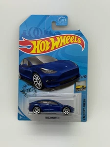 2023 Hot Wheels Tesla Model 3 Blue – Factory Fresh #112/250 BAD CARD - Picture 1 of 1