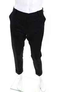 Pantalone uomo Maison Pere lana vita media zip gamba dritta polsini nero taglia 40 - Foto 1 di 6