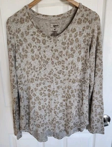 Sonoma Tunic Knit Soft Print Long Sleeve Leopard Animal Print V-Neck Medium M  - Picture 1 of 9
