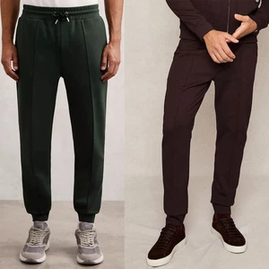 Reiss Mens Premier Interlock Jersey Joggers Designer Stretch Tracksuit Bottoms - Picture 1 of 11