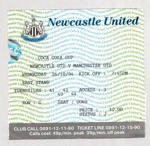 Copa Liga Newcastle United v Manchester United 1994-1995 26/10/1994 - Imagen 1 de 2