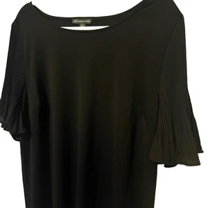 Adrianna Papell Women’s Top 1X Black Pleated Flutter Sleeve Blouse Lightweight - Picture 1 of 6