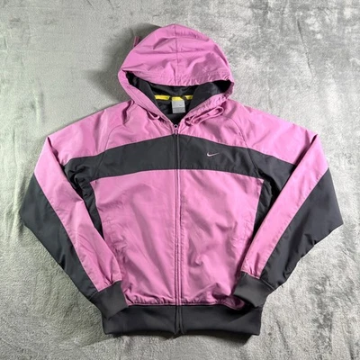 Chaqueta cortavientos de colección Nike para mujer rosa gris cremallera completa abrigo ligero con capucha Foto 1 de 4