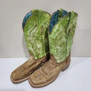 Corral Women's Western Boots Embroidered Brown/Green Square Toe Size 7M - Picture 1 of 11