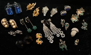 Vintage Rhinestone Earring Lot BSK & Kramer - Picture 1 of 17