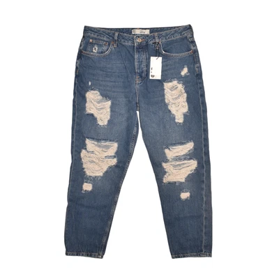 TOPSHOP NEW $88 High Rise Moto Hayden Distressed Cropped Jean Size 30 - Image 1 of 3