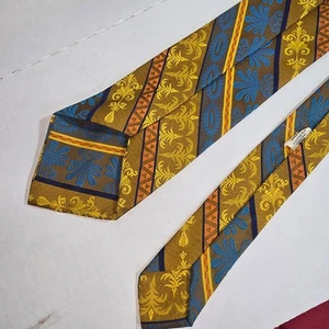 VINTAGE 100% Polyester Yellow/Gold Orange Blue Men's Tie - Picture 1 of 5