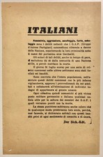 RSI “ITALIANI ASSASSINIO...” volantino di propaganda Repubblica Sociale Italiana