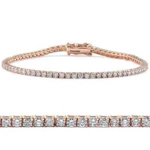 14k Rose Gold 2.04 CT G/VS1 Round Cut Lab Grown Diamond Tennis Bracelet - Picture 1 of 3
