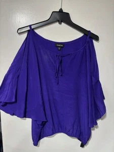 BEBE Blue Short Sleeve Silk Shirt Size S - Picture 1 of 3