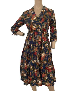 LINDY BOP Floral Cotton Fit & Flare 40's 50's Retro Dress UK 10 FR 38 US 6 S NEW - Picture 1 of 20