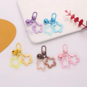 Five-pointed Star Bell Pendant Keychain Bag Charm Keyring Car Hanging Key Holder - Picture 1 of 23