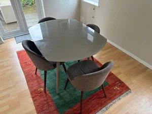 Stones/Briones Kyoto Glass Top Four Extendable Dining Table & 4 Chairs - Picture 1 of 19