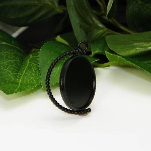 25 mm doppelseitig drehbar schwarz emailliert Cabochon (Kabine) Tropfenfassung - Bild 1 von 3