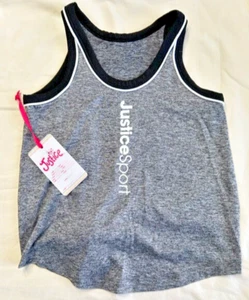 NWT Justice Sport Girls Tank Top Scrunchie Combo Grey S(7/8), M(10), L(12/14) - Picture 1 of 2