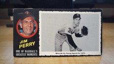 1971 Topps Greateest Moment Baseball Card #10 JIM PERRY VG Cd