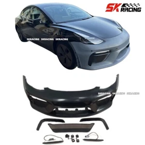 Para Tesla Modelo 3 GT4 2017-2023 Estilo Sin Pintar PP Parachoques Delantero Labio Cuerpo Kits - Imagen 1 de 24