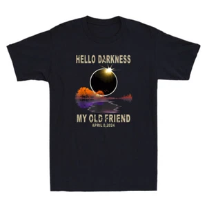 Hello Darkness My Old Friend Solar Eclipse April 08, 2024 Vintage Men's T-Shirt - Picture 1 of 10