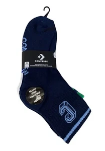 NEU Converse Half Cushion Quarter 3er Pack Socken blau weiß grün Herren Größe 6-12 - Bild 1 von 6