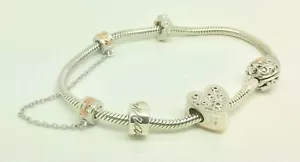 Clogau Silver Charm bracelet set with Gold on Silver Charms 7.5” - Picture 1 of 4
