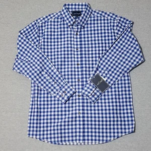 Camisa Nob Hill Para Hombre Manga Larga Mediana Abotonada Azul Blanco Cuadros - Imagen 1 de 9