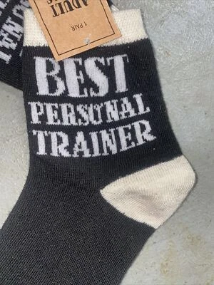 “Best Personal Trainer” socks women’s size 9-11 adult socks Black And White gift - Image 1 of 4