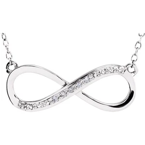 Infinity Diamond Necklace .025 ct. TCW in 14K Rose, White or Yellow Gold - Picture 1 of 8
