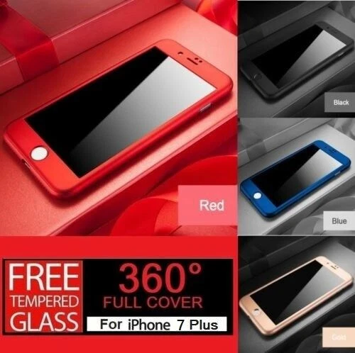 Per IPHONE 7 Plus Full Body 360° Custodia Cover Con Trasparente Vetro Temperato - Immagine 1 di 1