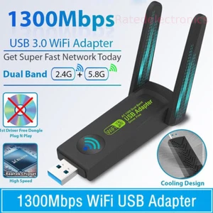 New USB 3.0 WIFI Adapter 1300mbps Wireless Dongle Dual Band 2.4G/5G Dual Antenna - Picture 1 of 12