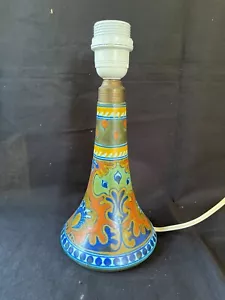 ancien pied de lampe en faïence hollandaise Gouda . Vers 1920. Plusieurs marques. décor rhodien - Photo 1 sur 10