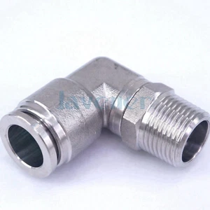 Fit Tube O.D 12mm-3/8" BSP codo macho 304 acero inoxidable neumático pushfit accesorio - Imagen 1 de 4