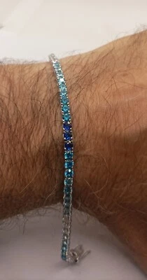 BRACCIALE TENNIS BLUE RAIN CELESTE ARGENTO UNISEX MM 2,5 CM 16 18 20 EXPLOIT - Immagine 1 di 4