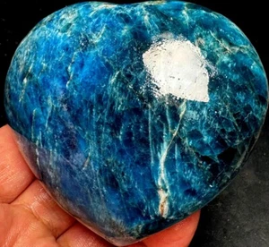 387g Natural Blue Sapphire Apatite Stone Quartz Crystal Polished heart  s803 - Picture 1 of 7