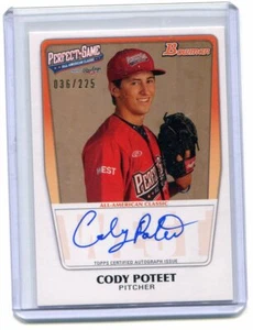 2011 2015 Bowman Draft Cody Poteet Rawlings Juego Perfecto Autógrafo!!! - Imagen 1 de 1