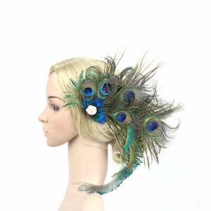 Peacock Feather Fascinator Clip Handmade Women Hat Bridal Wedding Party Headwear