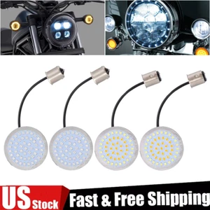 1157 Front & 1156 Rear Led Bullet Turn Signal Lights Smoke Lens For Harley New - Imagen 1 de 12