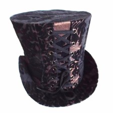 Steampunk Gotico Alto Cilindro Marrone Cioccolato Nero Orlo a Caduta,Misura 60 (