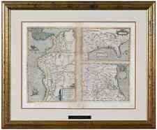 Original vintage ORTELIUS map Peruviae, La Florida, Guastecan circa 1584. Framed