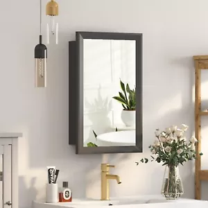 Bathroom Cabinet Mirror Storage Wall Door Mounted Medicine Cabinet with 3 Shelve - Picture 1 of 22