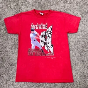 Vintage Mark McGwire Shirt Kids Large Red Big Mac St Louis Cardinals Home Run - Picture 1 of 10