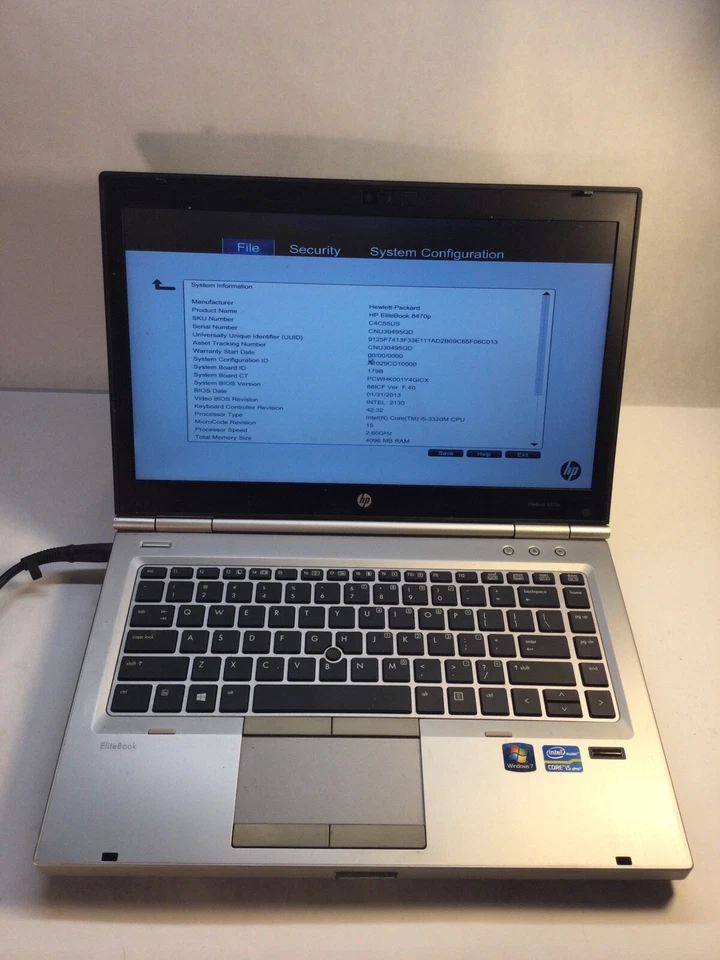 Portátil HP EliteBook 8470P 14" Intel Core i5-3320M -INICIA A LA BIOS -MZ Foto 1 de 4