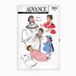 10.5” Baby Doll Sewing Pattern ADVANCE 8454 Suzy Christening Dress Bonnet Gown - Picture 1 of 2