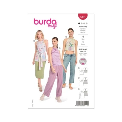 BURDA 5891 MISSES SLEEVELESS TOPS Sewing Pattern Sizes 8 - 22 Skill: SUPER EASY - Image 1 of 4