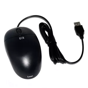 HP Wired USB Mouse Laser Sensor PC Laptop Computer Scroll Wheel Black 458407-002 - Picture 1 of 2