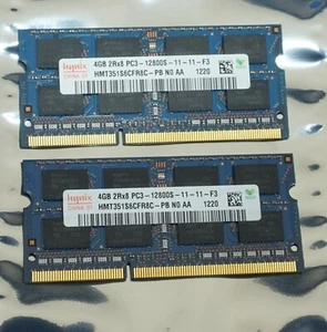 pair Hynix 4GB PC3-12800S laptop memory sticks 8GB HMT351S6CFR8C-PB 11-11-F3 - Picture 1 of 4