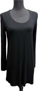 Eileen Fisher schwarz U-Ausschnitt Spandex Strick Tunika Top Minikleid Langarm S - Bild 1 von 11
