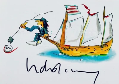 UDO LINDENBERG handsignierte Autogrammkarte Kunstdruck MTV unplugged 2 RAR - Bild 1 von 3