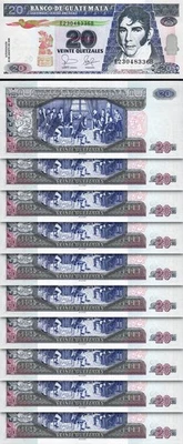 Guatemala 20 Quatzales, 2006, UNC, 10 Pcs LOT, Consecutive, P-112a - Image 1 of 4