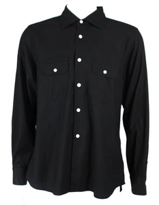 KITON Black Cashmere Woven Chest Pocket Men's Button-Down Shirt XL - Picture 1 of 7