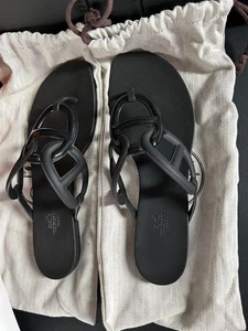 Brand New HERMES Black Egerie Sandals Size 39 - Picture 1 of 7